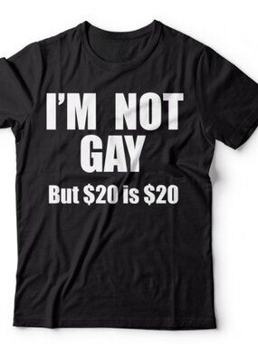 Funny LGBTQ Pride Month Shirt, I'm Not Gay But 20 is 20 Humor Tee